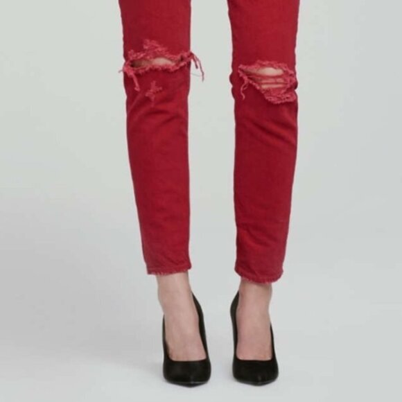 NWT Citizens of Humanity red high rise straight leg crop jeans, 23 - Picture 10 of 15